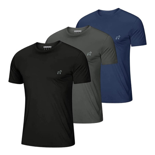 Kit Com 3 Camisetas Masculina Dry Fit Parvori P ao G2 - Academia Treino Corrida Esportes Envio Rápido