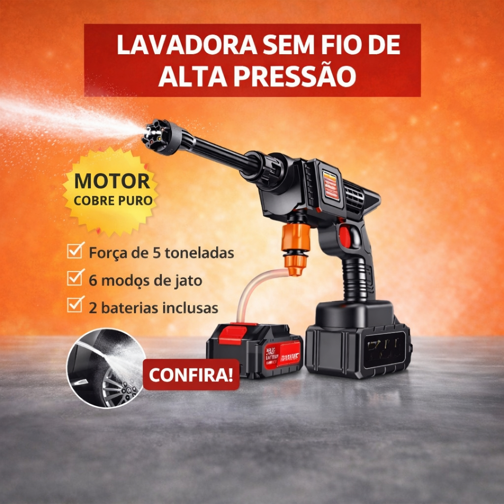 Lavadora De Pressão Portátil Bateria 48v Lava Jato Recarregável Sem Fio vap