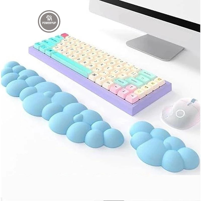 Confortável Tapete De Descanso Para O Pulso Do Mouse Em Forma De Nuvem Teclado Almofada De Apoio Espuma De Memória PU Inferior Couro Adequado Escritório PC