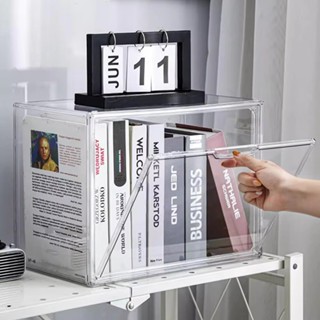 Caixa Organizadora De Livros Acrílico Transparente: Grande Com Tampa, Capacidade Grande