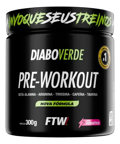 Suplemento Em Pó Pre Treino Pre Workout Pote 300g Sabor Energético FTW - DIABO VERDE