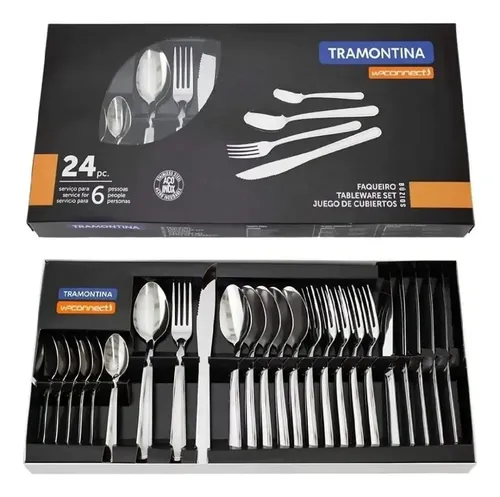 Faqueiro Tramontina Búzios Em Aço Inox Com Detalhe 24 Peças
