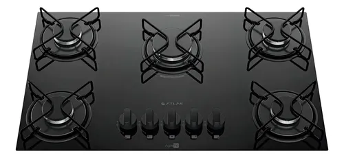 Cooktop 5 Bocas A Gás Atlas Agile Up Mega Chama Preto