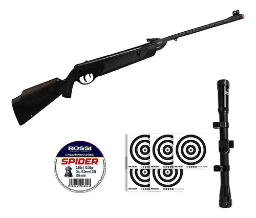 Kit Espingarda Carabina Pressão Rossi Dione Sport 5.5 Luneta