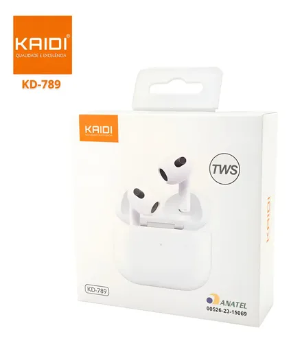 Fone De Ouvido Bluetooth Sem Fio Kaidi Kd789 Branco Tws 5.3