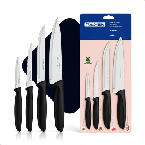 Jogo Facas Tramontina Plenus 4 Peças Inox Multiuso Cozinha