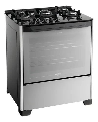 Fogão 5 Bocas Dako Magister Style Mesa De Vidro Preto